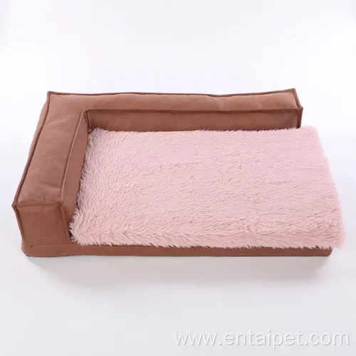 Durable Pet Sofa Cozy Foldable L-lounge Dog Bed